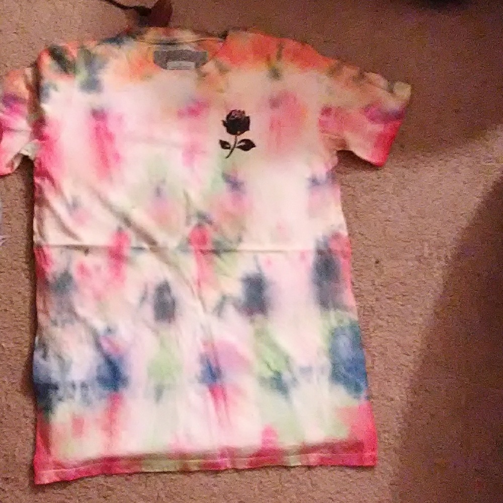 Handmade tie dye t shirt With rose logo